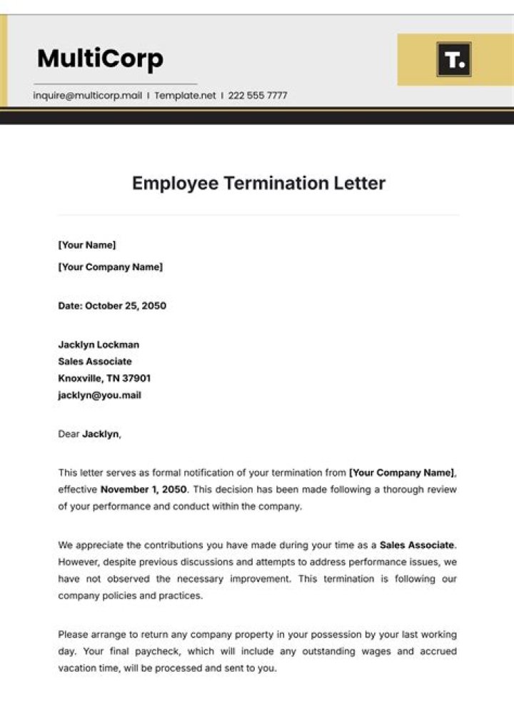 Can I get relieving letter after termination?
