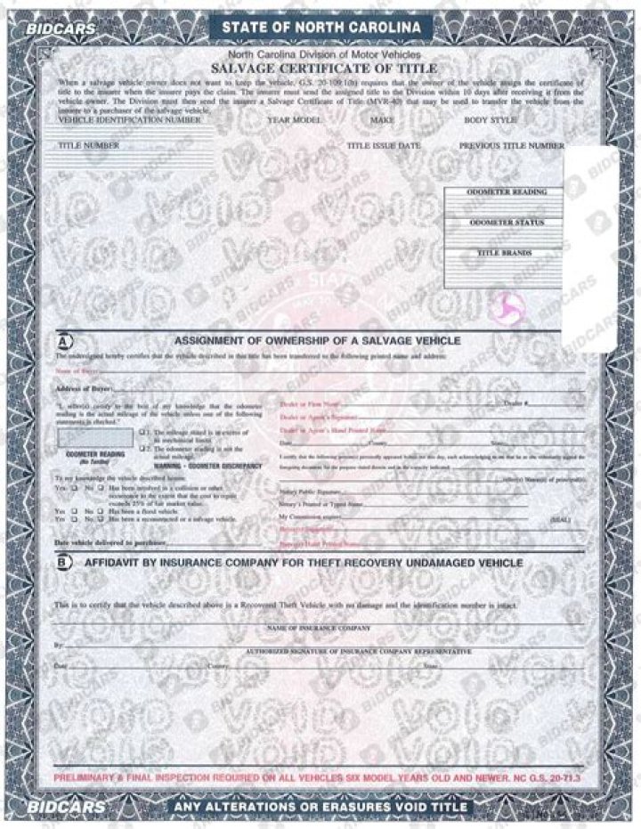 Can you register a salvage title in North Carolina?