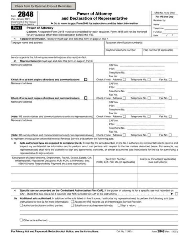 Does form 2848 need to be notarized?