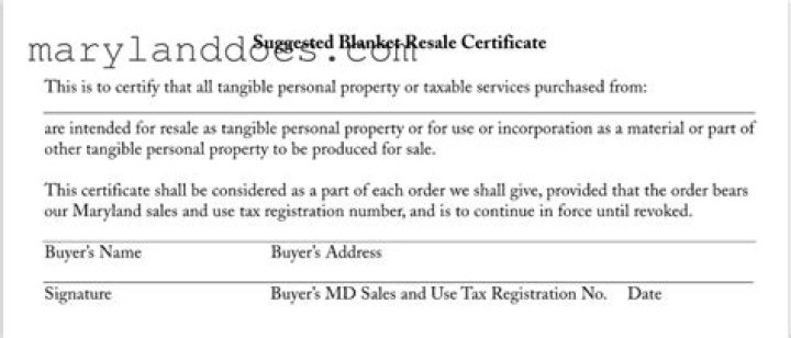 Does Maryland have a resale certificate?