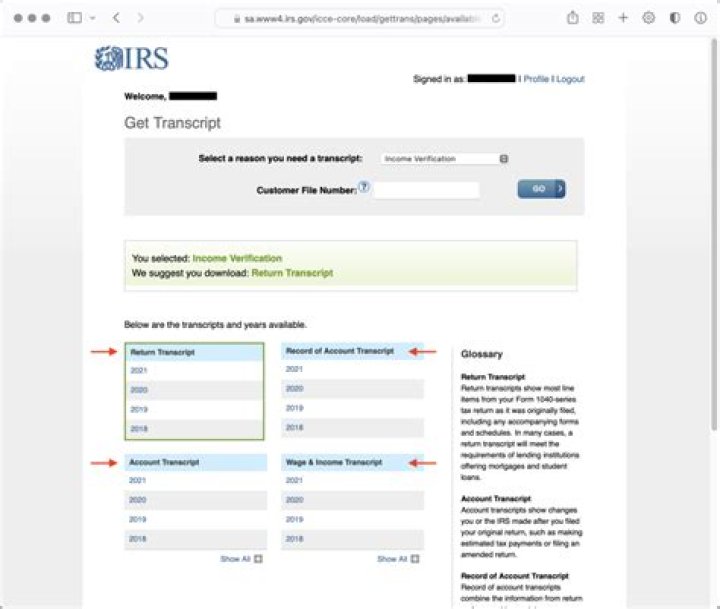 How do I download my IRS business transcript?