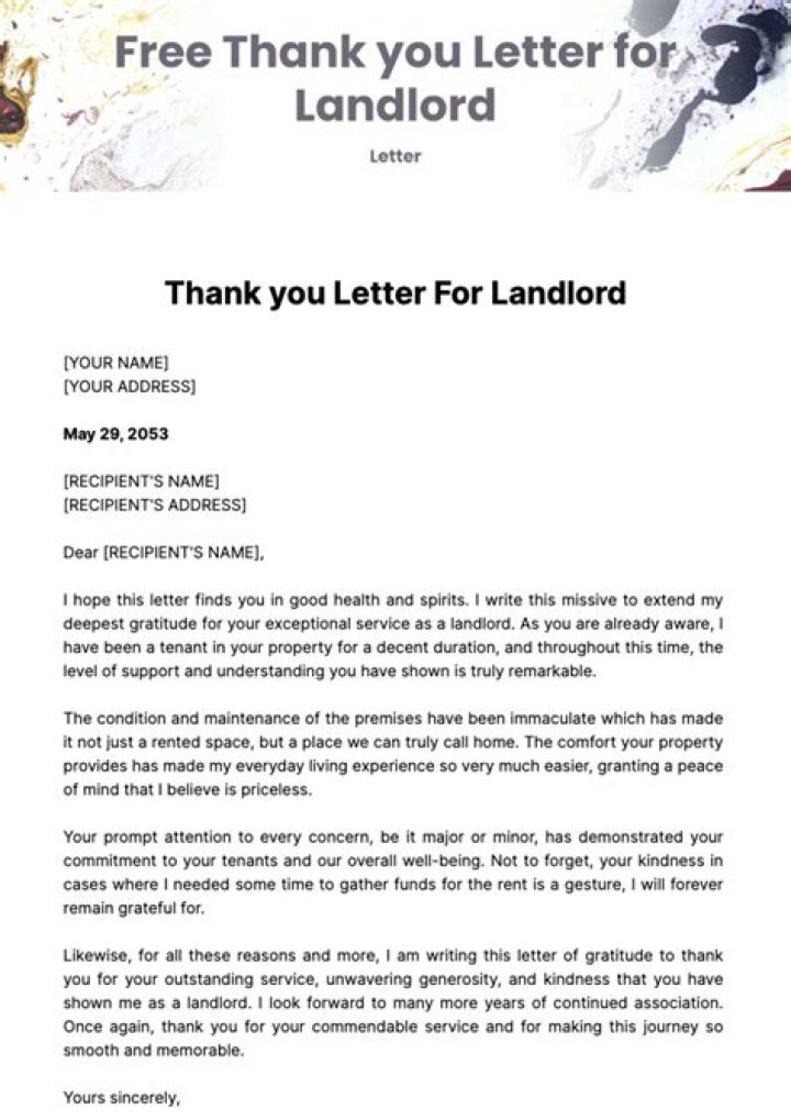 How do I thank my landlord for rent reduction?