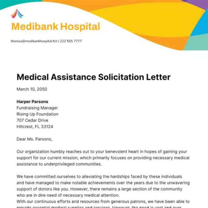 How do I write a letter asking for medical assistance?