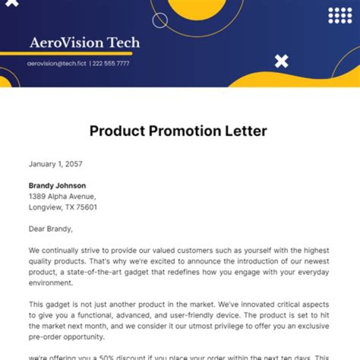 How do I write a letter to promote my product?