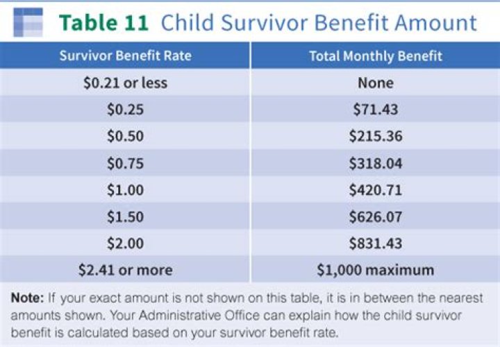 How do survivor benefits work for a child?
