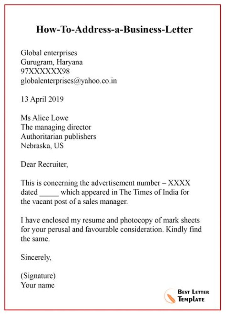 How do you address a business letter without a name?