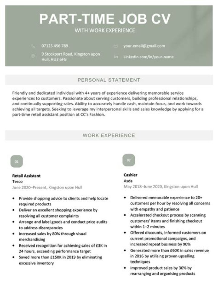 How do you list part-time jobs on a resume?