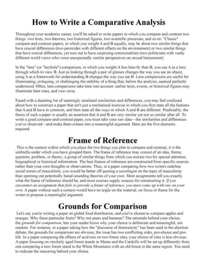 How do you write a comparative short analysis?