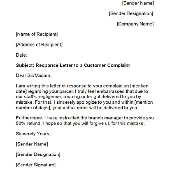 How do you write a letter of response to a customer?