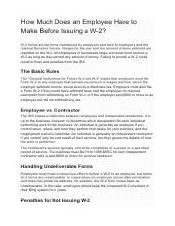 How much does an employee have to make before issuing a W-2?