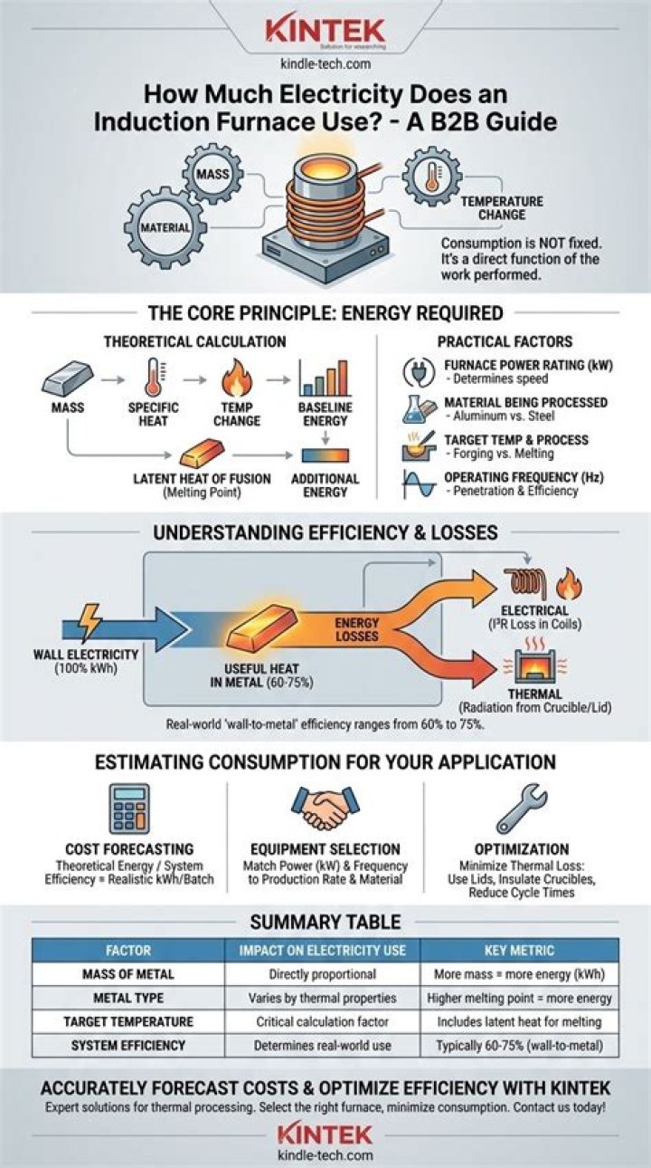 How much electricity does an induction furnace use?