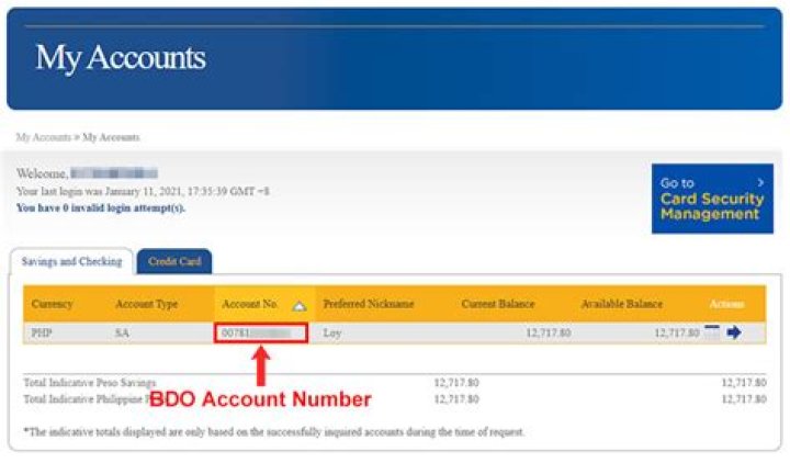 How will I know my BDO account number?
