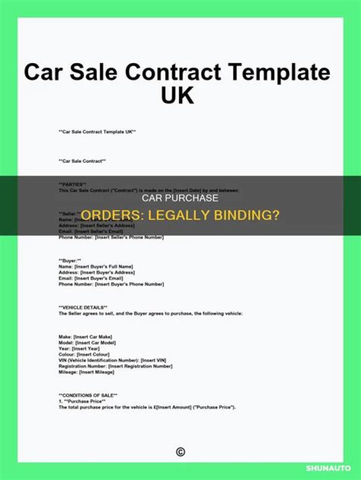 Is a car purchase order legally binding?