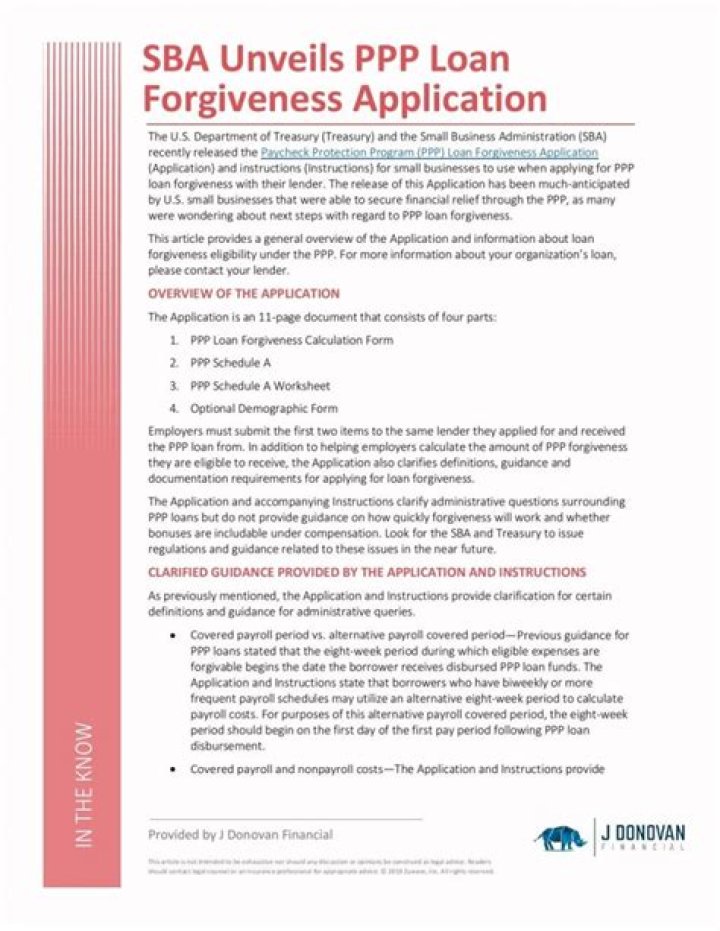 Is there a one page PPP forgiveness application?
