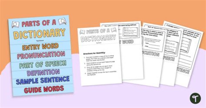 What are the 4 parts of a dictionary word entry?