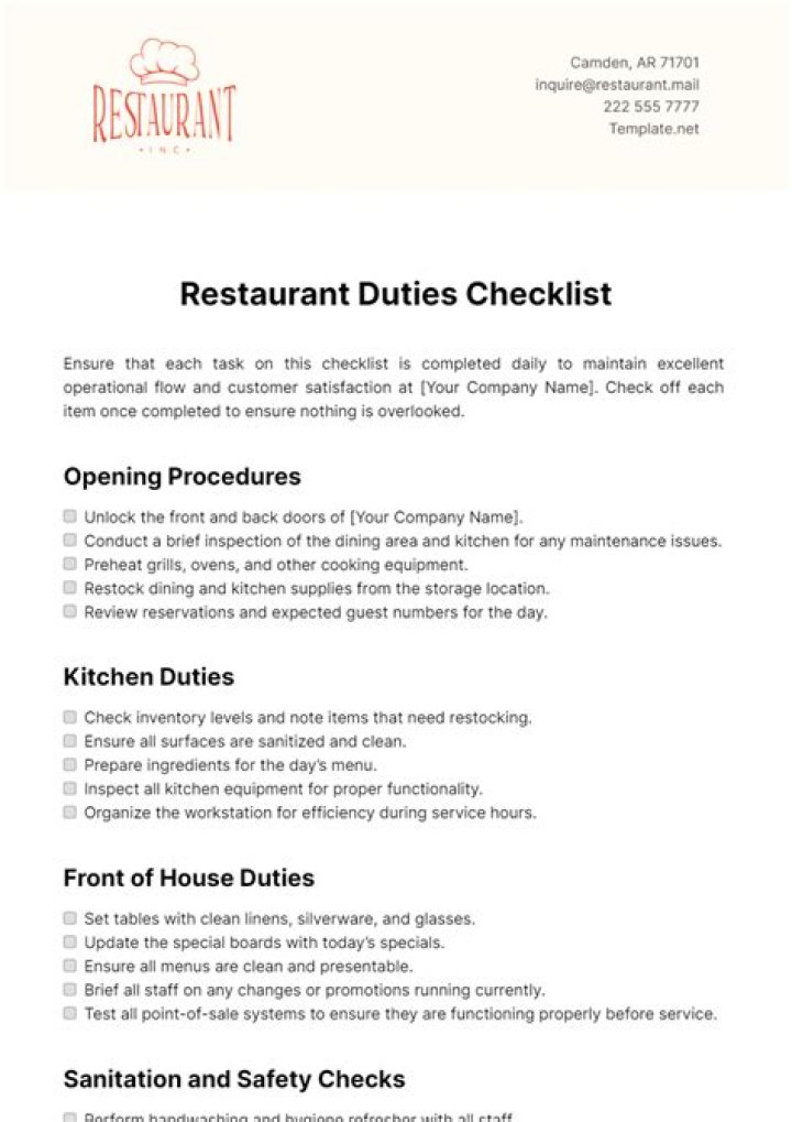 What are the duties of a restaurant owner?
