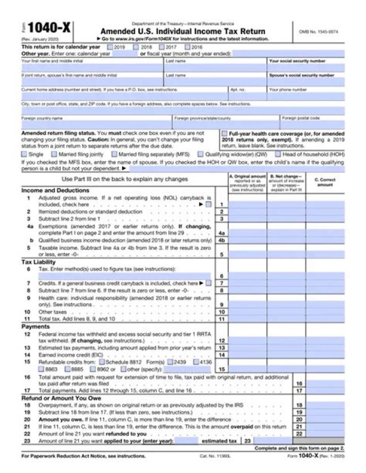 What are the instructions for the Form 1040X?