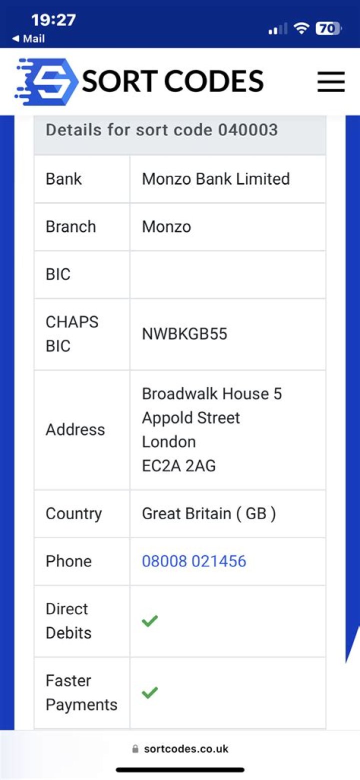 What bank is sort code 09 01 36?