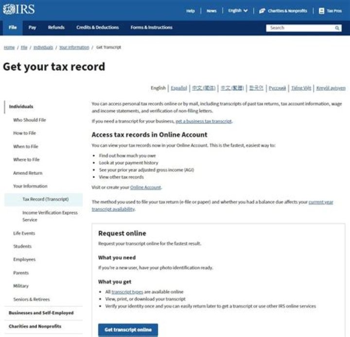 What can I do on the IRS website?