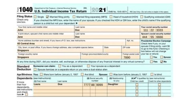 What goes on line 1 for the 1040 form?