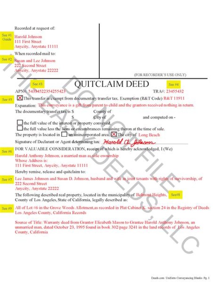 What happens if my mother files a quitclaim deed?