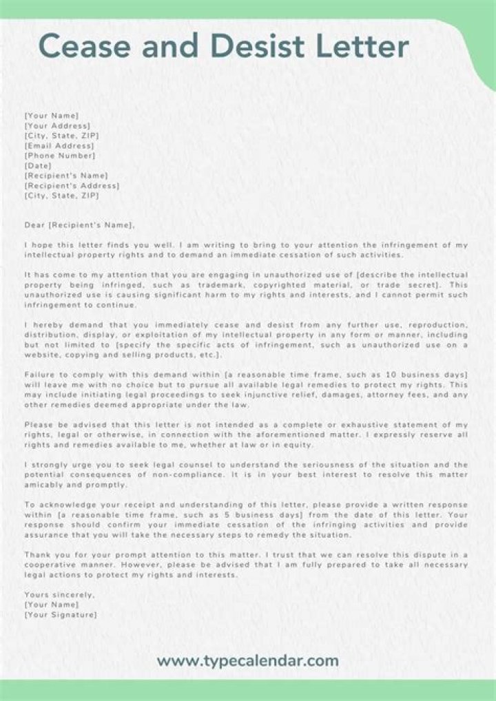 What happens when you send a cease and desist letter?