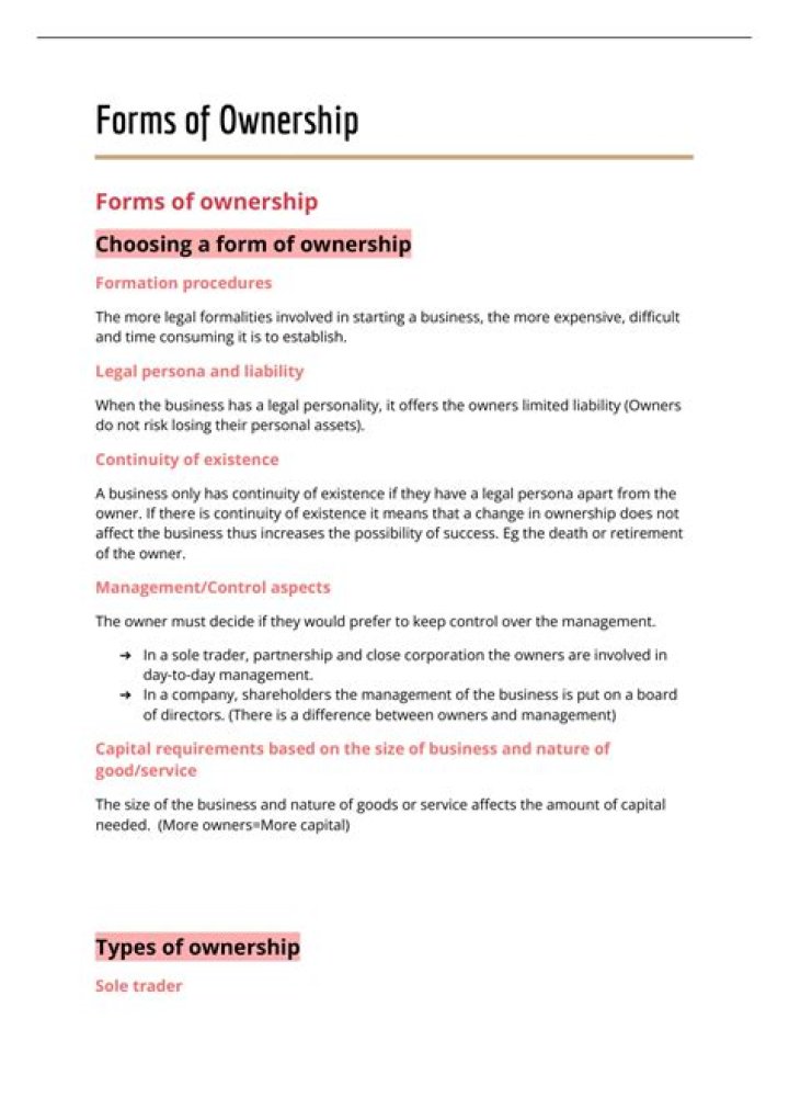 What is a form of ownership?