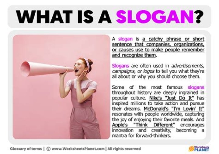 What is a slogan give an example?