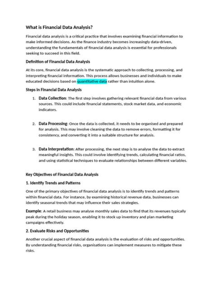 What is financial data analysis?