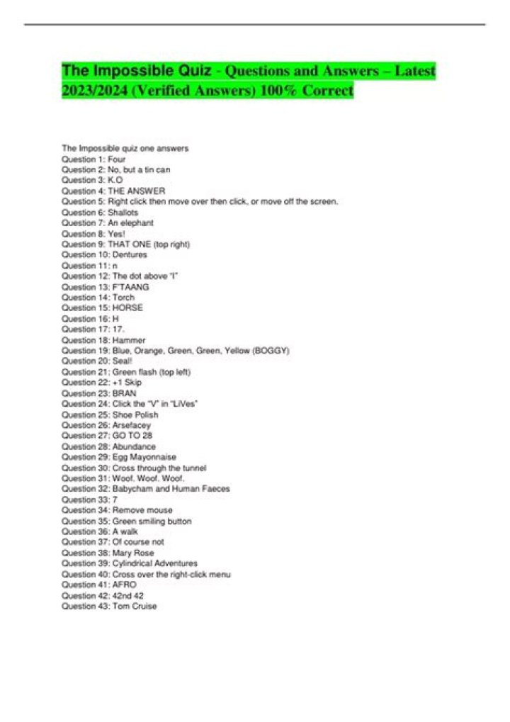 What is question 13 on the impossible quiz?