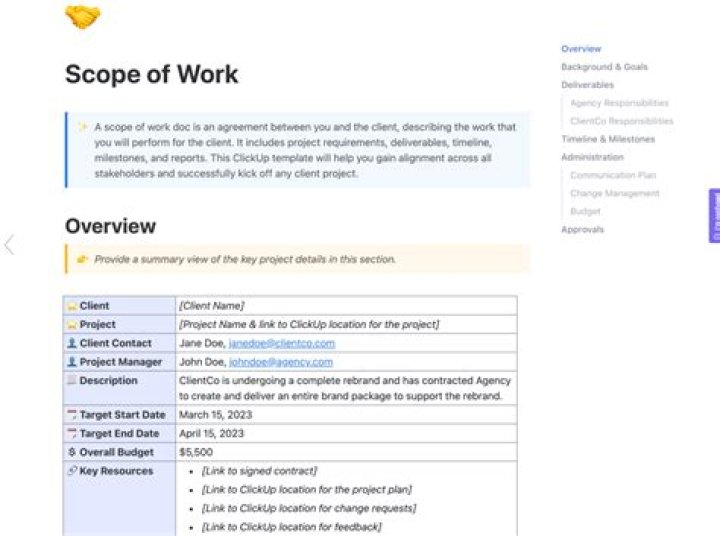 What is scope work document?