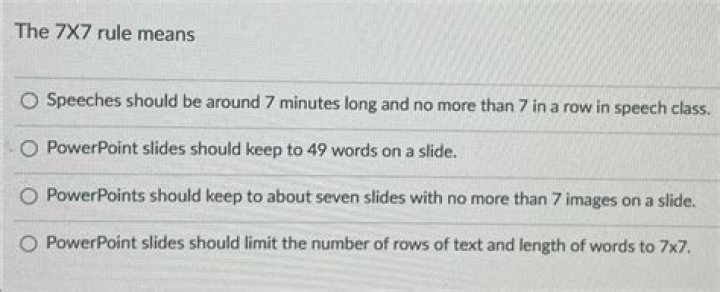 What is the 7 by 7 rule in PowerPoint?