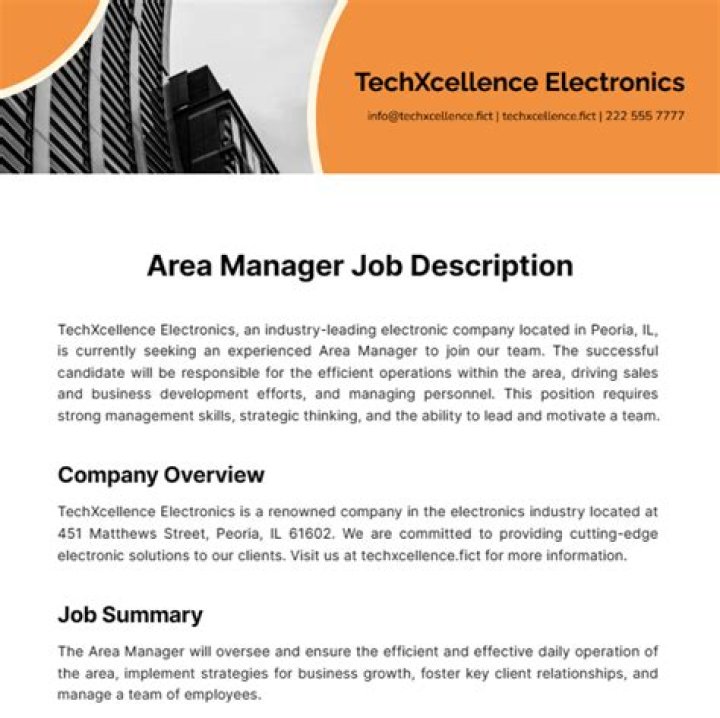 What is the job of area manager?