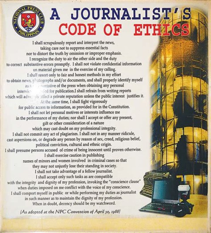 What is the Journalist Code of ethics?