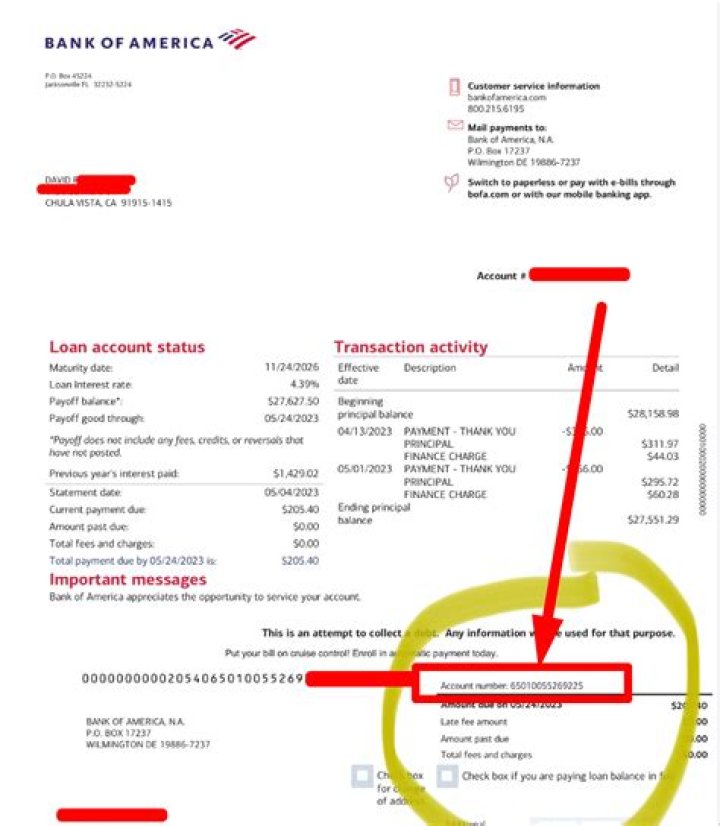 What is the lienholder address for Bank of America?