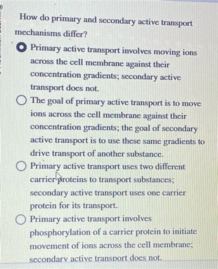 What is the main difference between primary and secondary active transport quizlet?