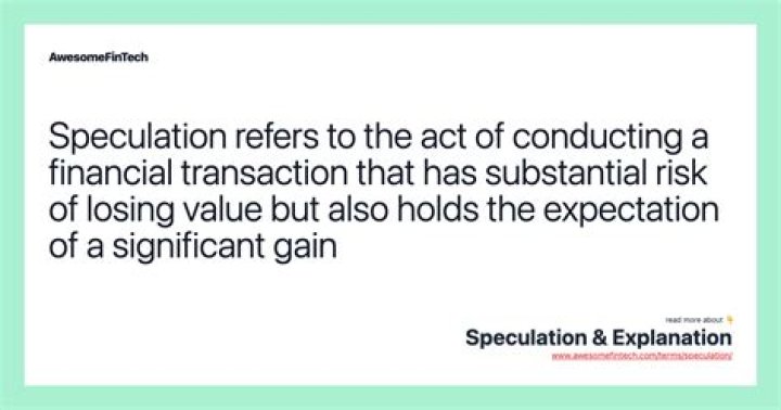 What is the meaning of speculation business?