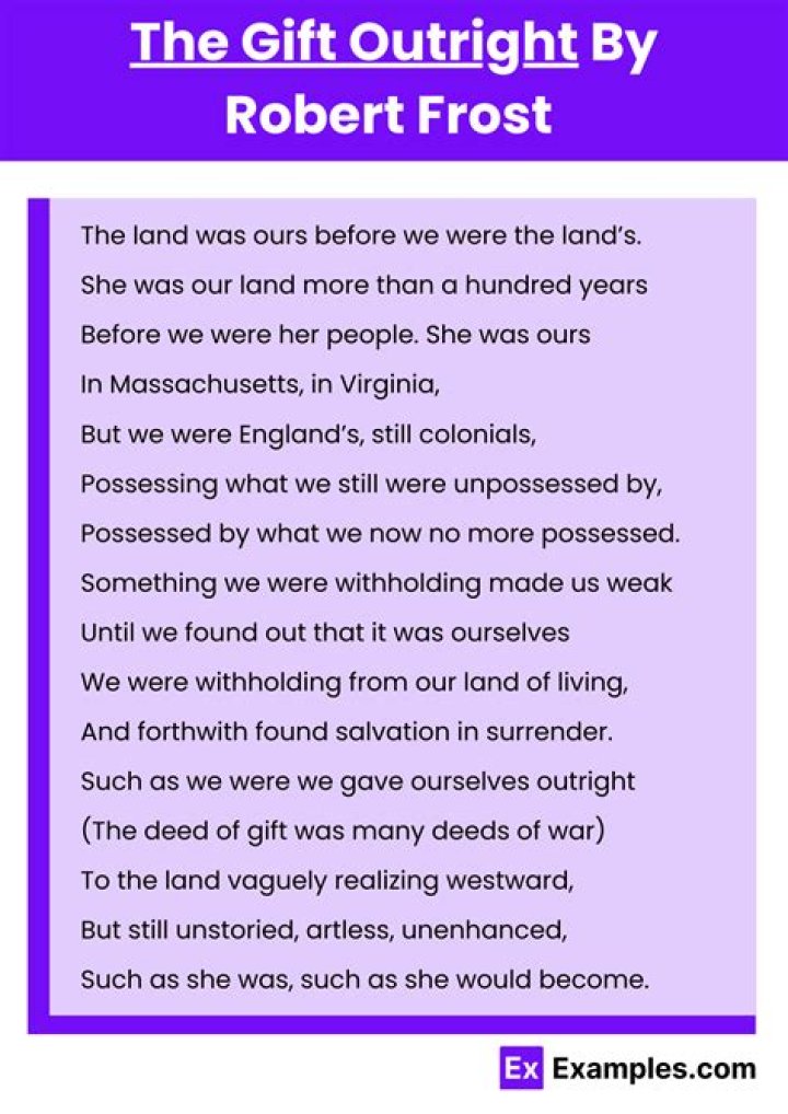 What is the meaning of The Gift Outright by Robert Frost?
