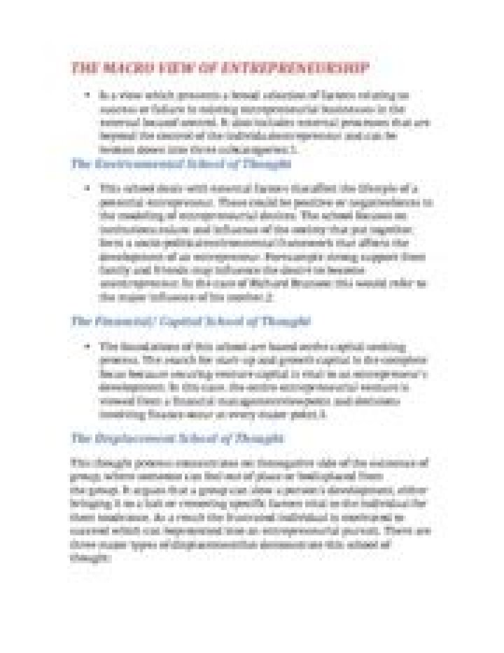 What is the micro view of entrepreneurship?