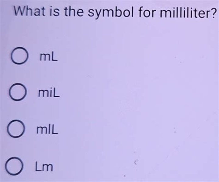 What is the milliliter symbol?