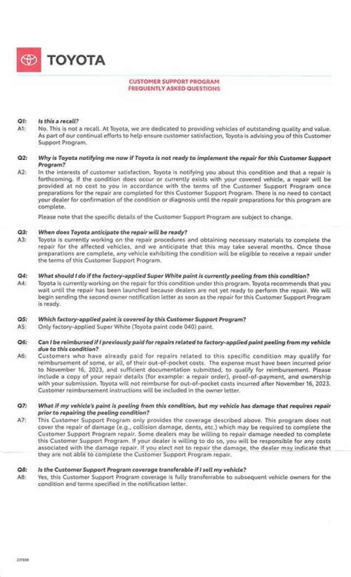 What is Toyota customer support program?