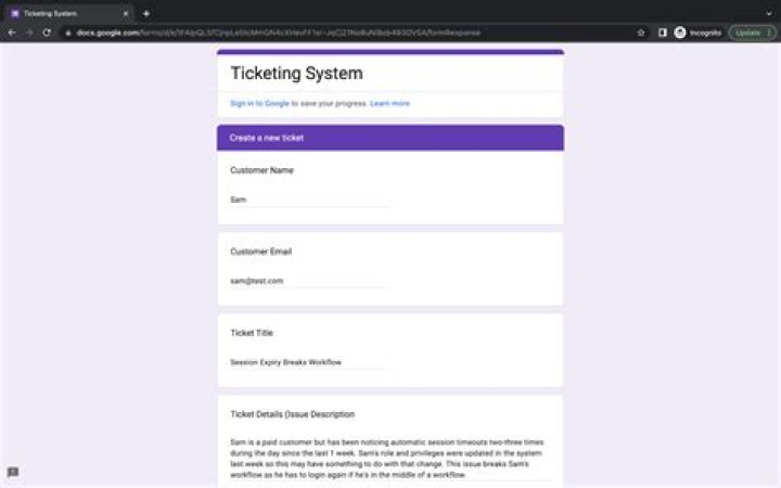 What types of information should a ticket contain?