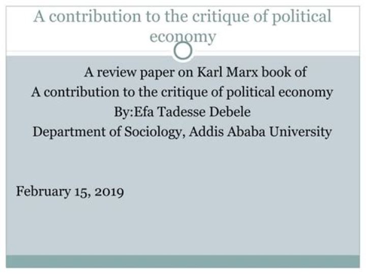 WHEN WAS A Contribution to the Critique of Political Economy written?