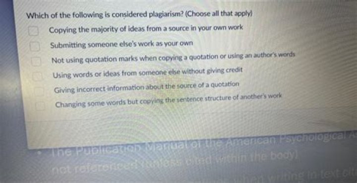 Which of the following is considered plagiarism?