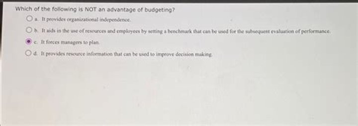 Which of the following is not an advantage of budgeting?