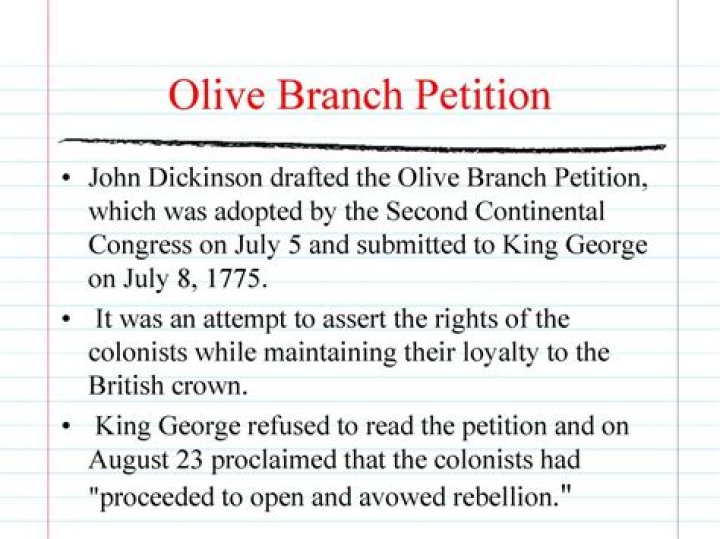 Why did the colonists sent the Olive Branch Petition?